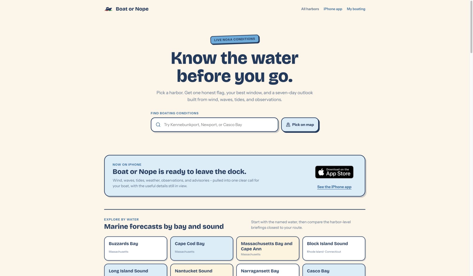 Boat or Nope homepage: Know the water before you go.